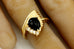 14k yellow gold stuller 1967 round diamond 11x7 mm pear cabochon onyx ring sz5.5