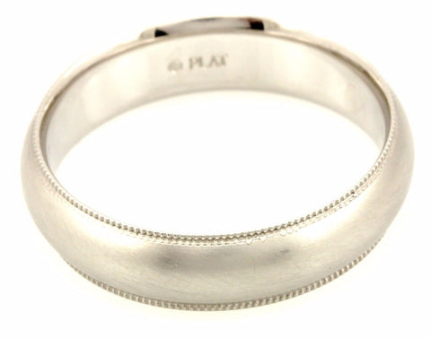 Platinum Men's 6mm satin wedding band milgrain edge sz 10.5 comfort fit 11.55g