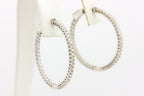 14k white gold 1.23ctw diamond inside outside hoop earrings 2.25 inch 5.93g new