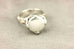 Ring sterling silver platinum alloy Pilver white button pearl fleur de lis NEW