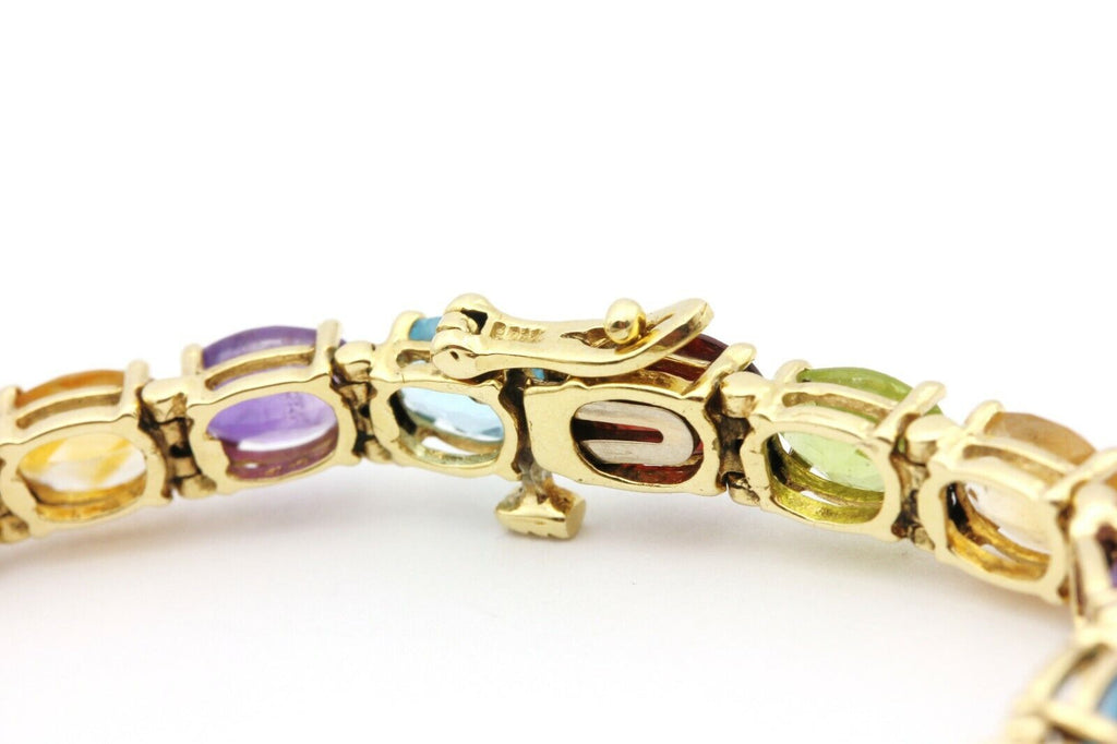 14K Yellow Gold Multi-Gemstone & Diamond Bangle Bracelet - Henry's Fine  Jewelry
