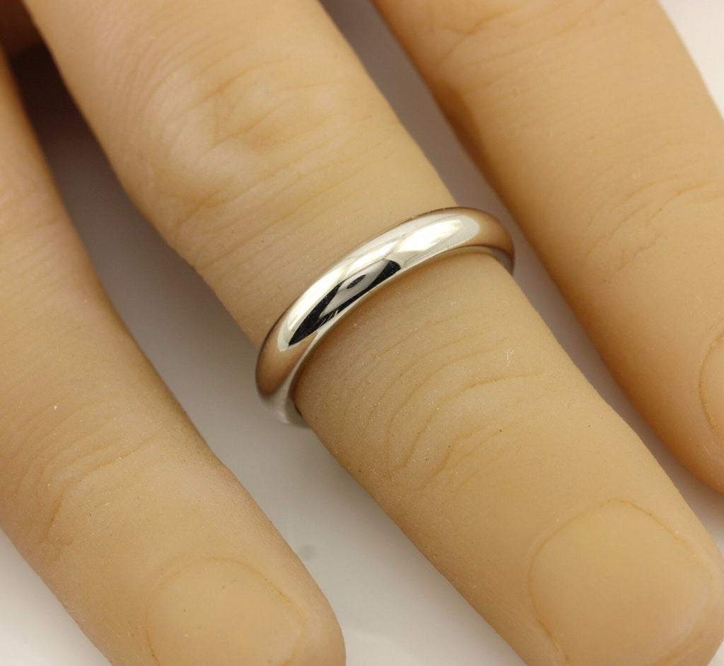 14k white gold Men's 4mm round polished wedding band size 8 ring NEW 5.84 grams