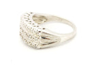 14k white gold 0.20ctw diamond three row cluster band ring size 5.75 8.7mm 4.25g