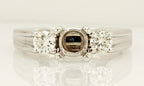 14k white gold 3 stone diamond engagement ring semi mount 0.46ctw sz 8.25 6.98g