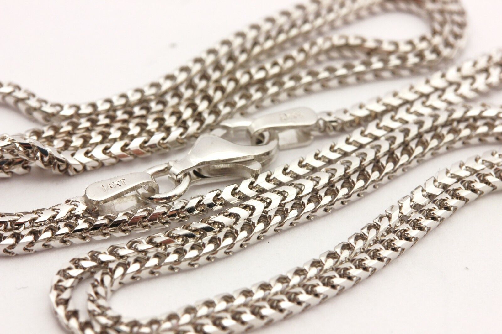 14k white gold Franco chain necklace 20 inch 1.5mm 7.29g lobster new