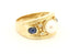 14k yellow gold 12.5mm ring band pearl sapphire diamond size 8.5 8.56g vintage