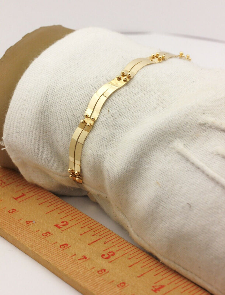 Vintage 14K Gold Heart Baby Charm Bracelet, Box Link Chain, Tiny Yello