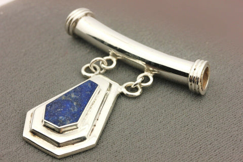 925 sterling silver lapis lazuli slide pendant 2 inch 13.6g vintage estate