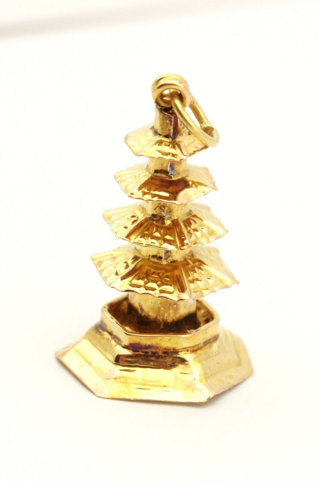 585 14k yellow gold Japanese pagoda charm pendant 1 inch 1.23g vintage estate