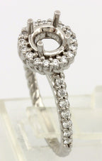 Platinum 1ct round diamond 0.34ctw halo twist band engagement ring semimount NEW