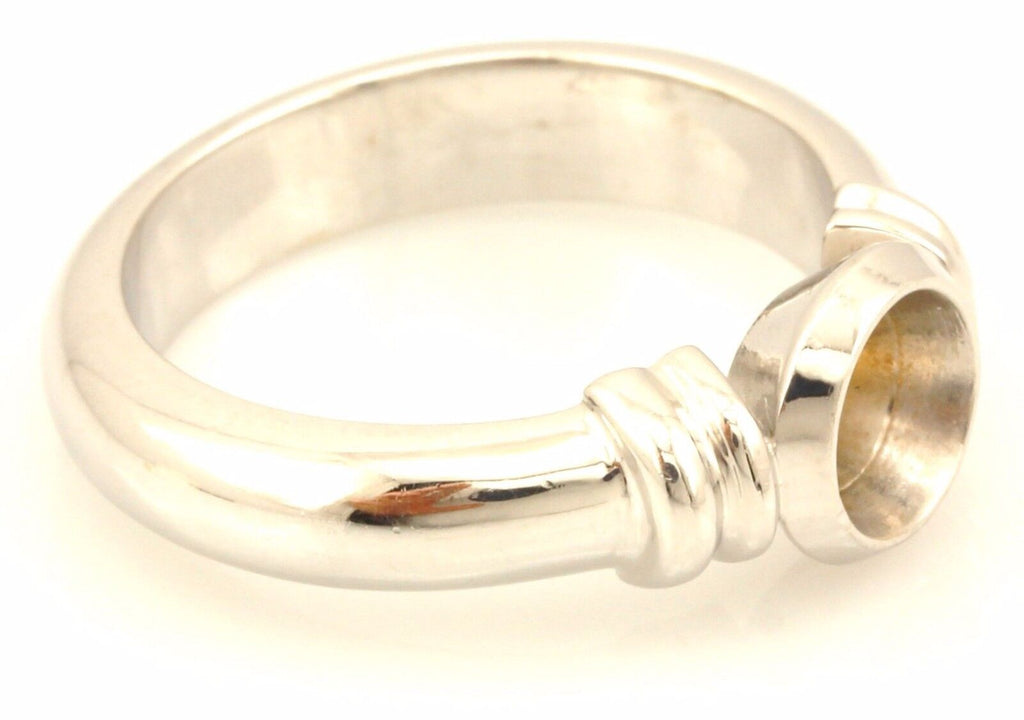 14k white gold 6mm 0.80ct round bezel solitaire engagement ring setting NEW