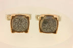 10k rose gold cuff links titanium white quartz druzy 925 sterling silver backs