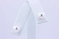 14k white gold 7.30-7.40mm round white pearl stud earrings