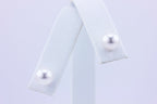14k white gold 7.30-7.40mm round white pearl stud earrings