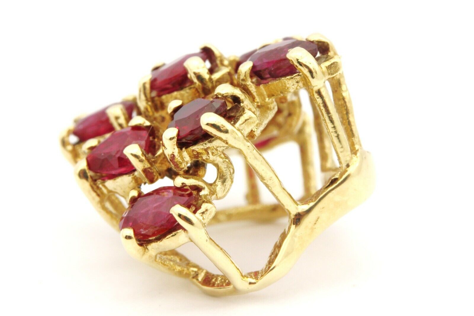 14k yellow gold 2.25ctw pear shape red ruby slide pendant 0.75 inch 3.90g estate