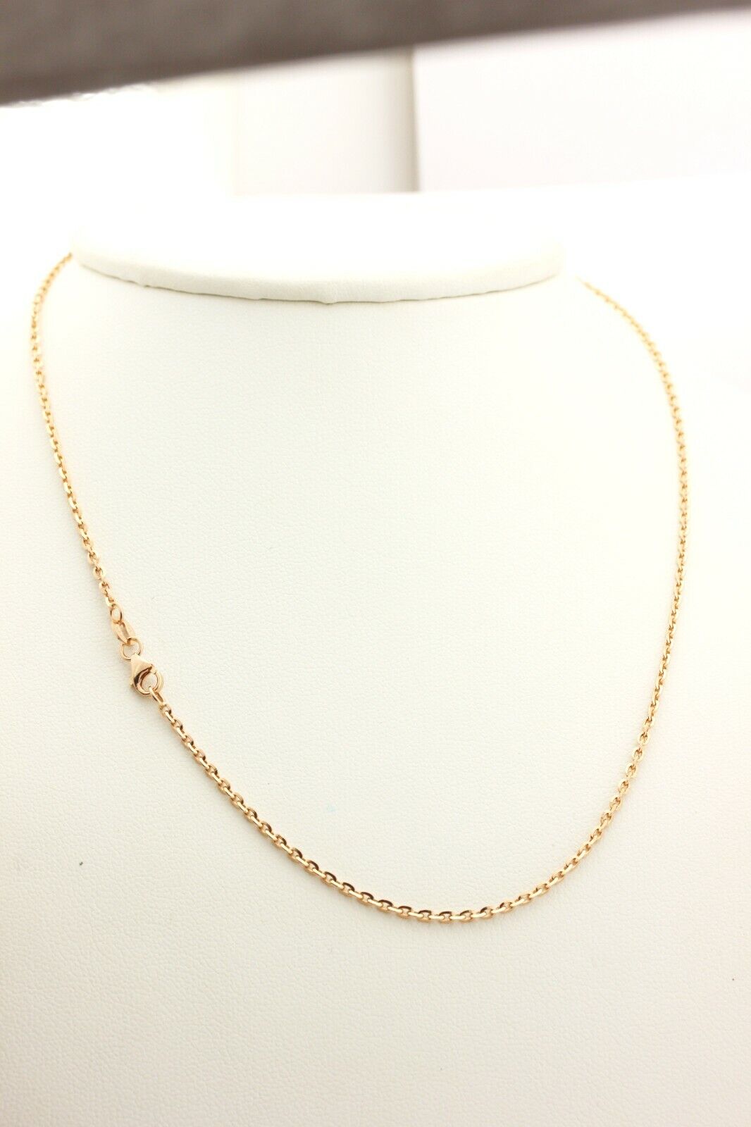 14k rose gold oval d/c rolo cable chain necklace lobster 16 inch 1.5mm 3.50g