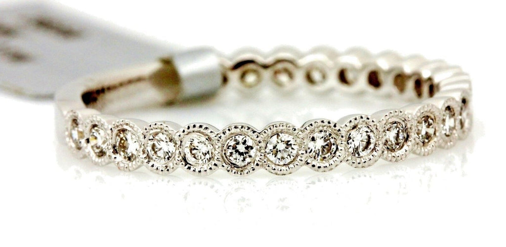 14k white gold 0.34ctw round diamond stackable band MARS 1.7g size 6.5 2.5mm NEW