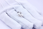 NEW white gold 14k 7mm Akoya cultered round pearl stud earrings 7.05-7.15mm