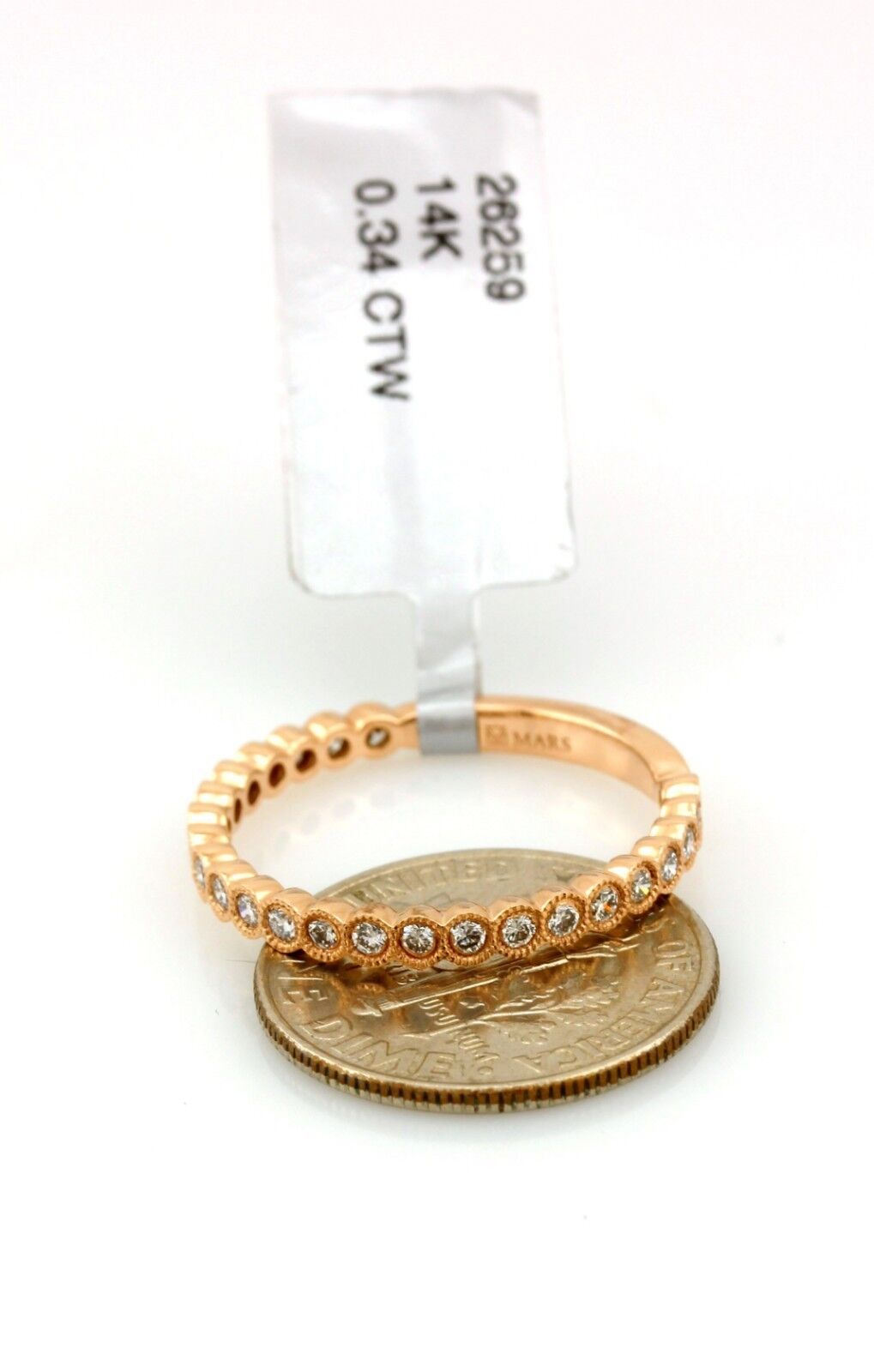 Stackable 0.34ctw round diamond band ring 14k rose, pink gold size 6.5 new 1.7g