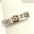 14k white gold channel.65ctw round diamond wedding band 7 stone ring size 5.5