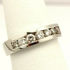 14k white gold channel.65ctw round diamond wedding band 7 stone ring size 5.5