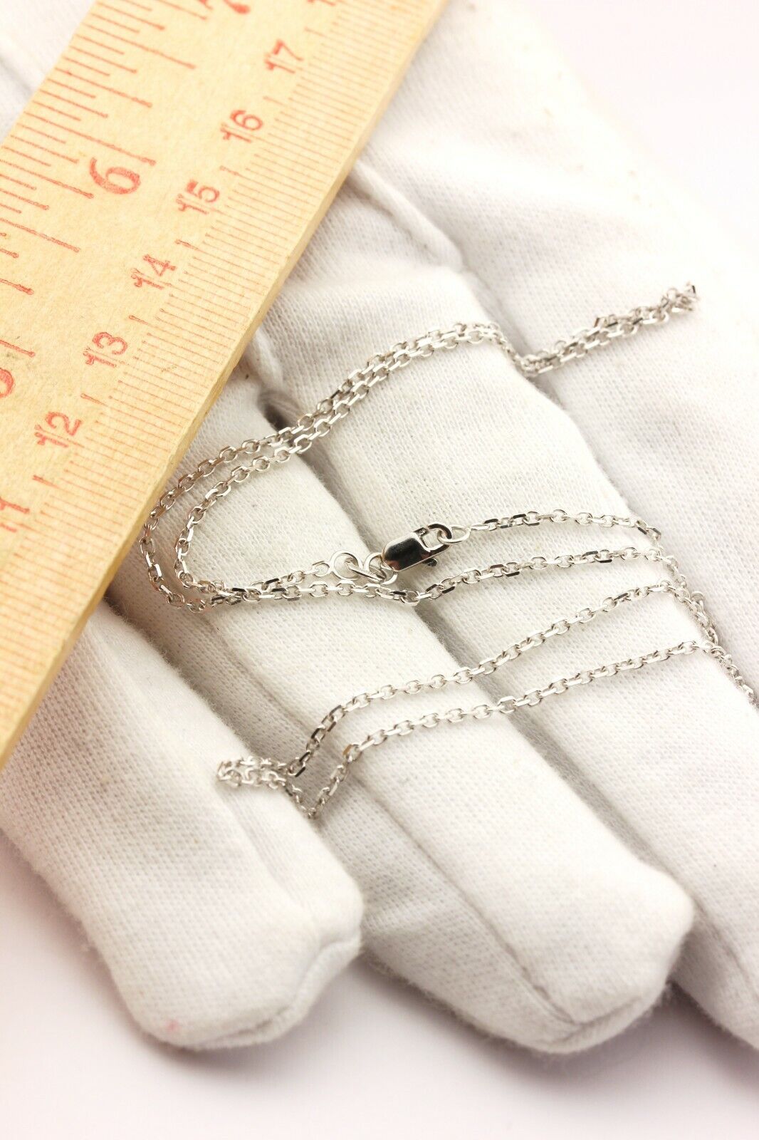 14k white gold diamond cut rolo chain necklace lobster 16 inch 1.1mm 2.25g new