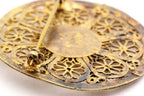800 silver Israel Hebrew Jewish round pin brooch disc vintage filigree 6.8g