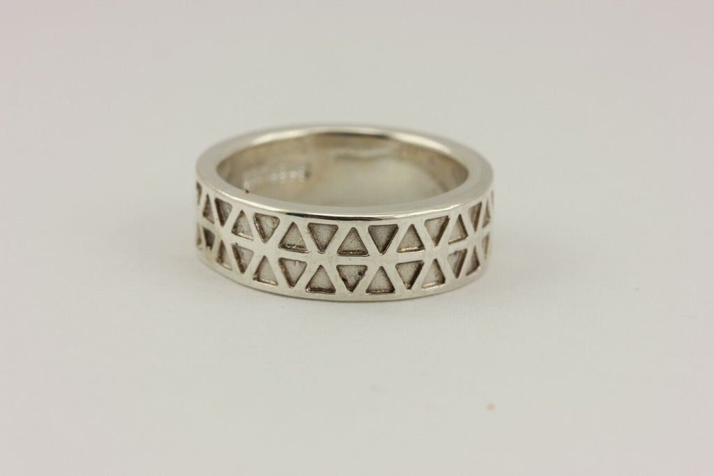 sterling silver women's wedding band alternating triangles 5.8g 6mm size 5.5