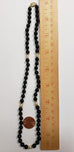 Black Onyx White Pearl 14K Gold Bead rondell Necklace 14k Gold Clasp 19" Vintage