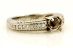 platinum 5.3mm round 0.55ct semi mount diamond engagement ring 0.15ctw band sz 4
