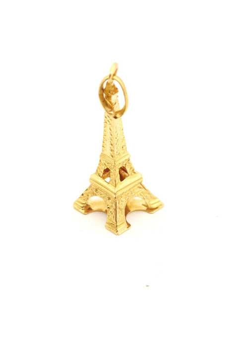 18k yellow gold Eiffel Tower charm pendant 1 inch 0.87g vintage estate