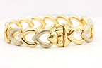 14k two tone gold chevron heart bracelet 7.5 inch 13.75mm 23.07g vintage ITALY