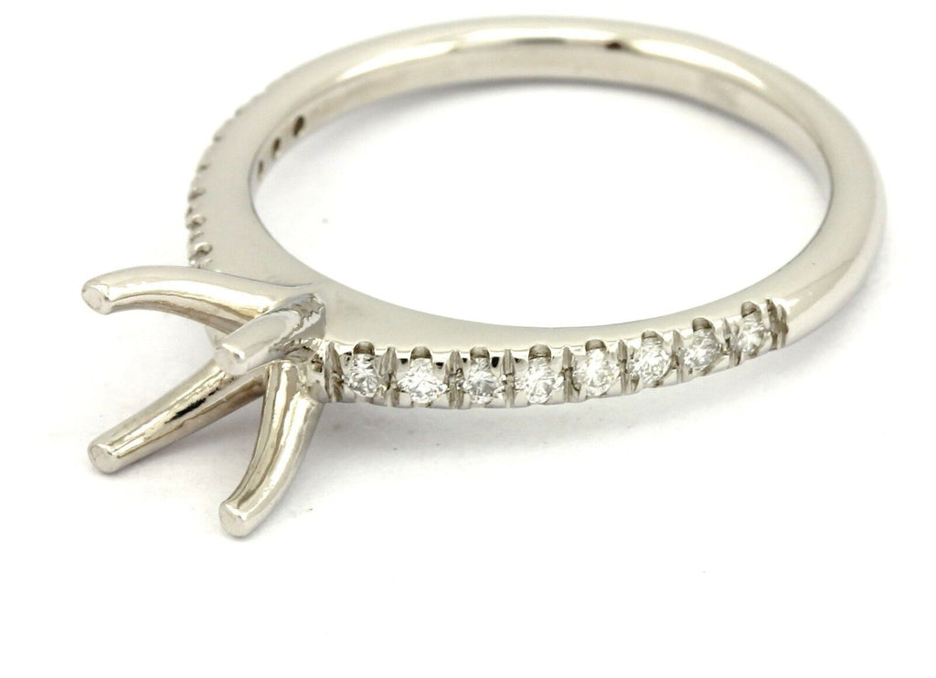Platinum 1ct round engagement ring semi mount 0.19ctw diamond accents 4.66g NEW
