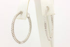 14k white gold 1.23ctw diamond inside outside hoop earrings 2.25 inch 5.93g new