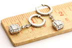 14k white gold 1.54ctw natural diamond dangle drop huggie hoop earrings 4.6g new