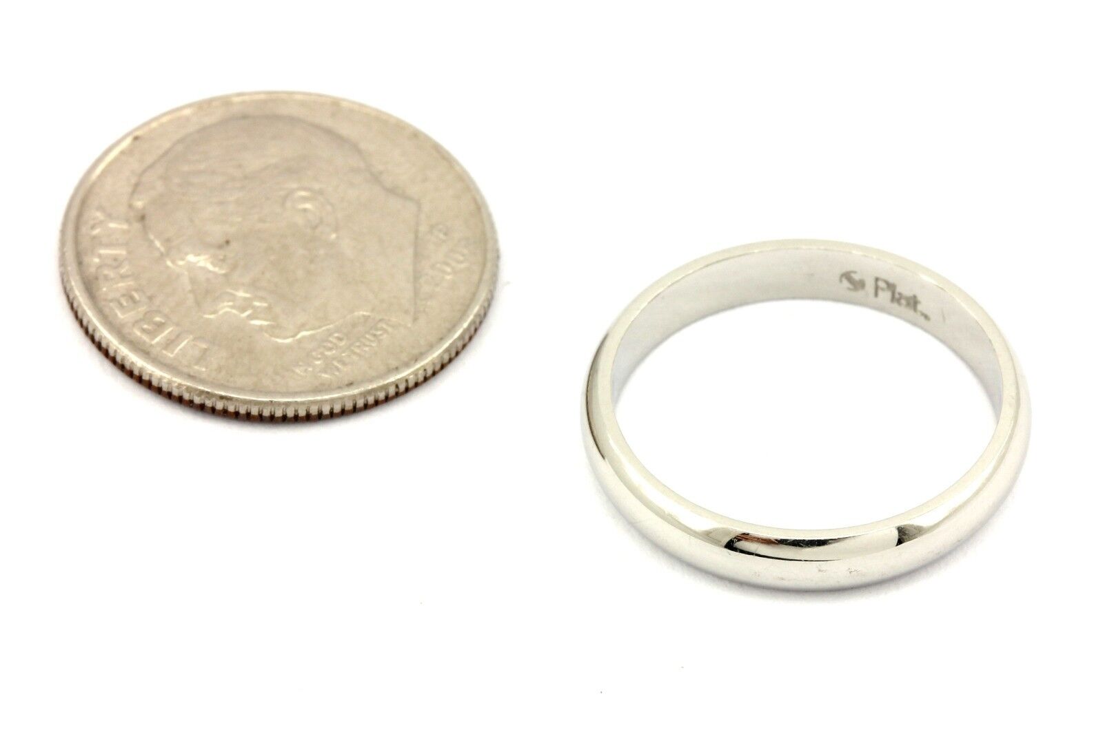 Platinum 3mm low dome high polish wedding band ring size 4.5 NEW 3.37 grams