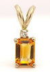 new 14k white gold 7x5mm citrine diamond pendant emerald cut 1.07g