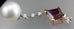 14k rose white gold red Spinel South Sea cultured pearl diamond dangle pendant
