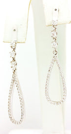 14k white gold 0.93ctw diamond drop dangle earring jackets 1.75 inch 3.2g new