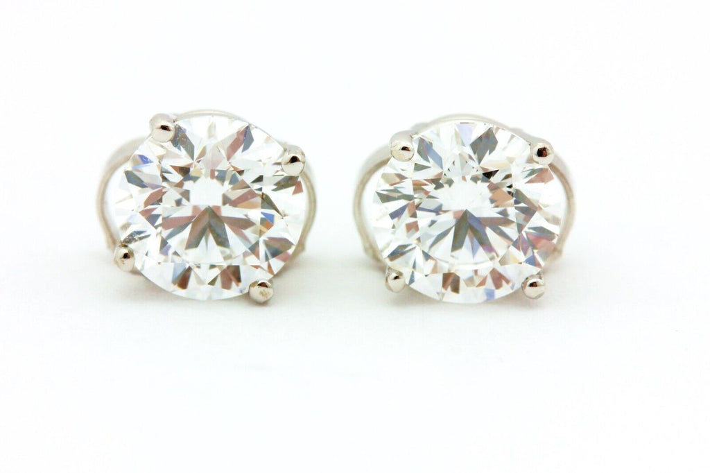 14k white gold 2.00ctw 6.4mm round diamond lab-created stud earrings IGI D VS1