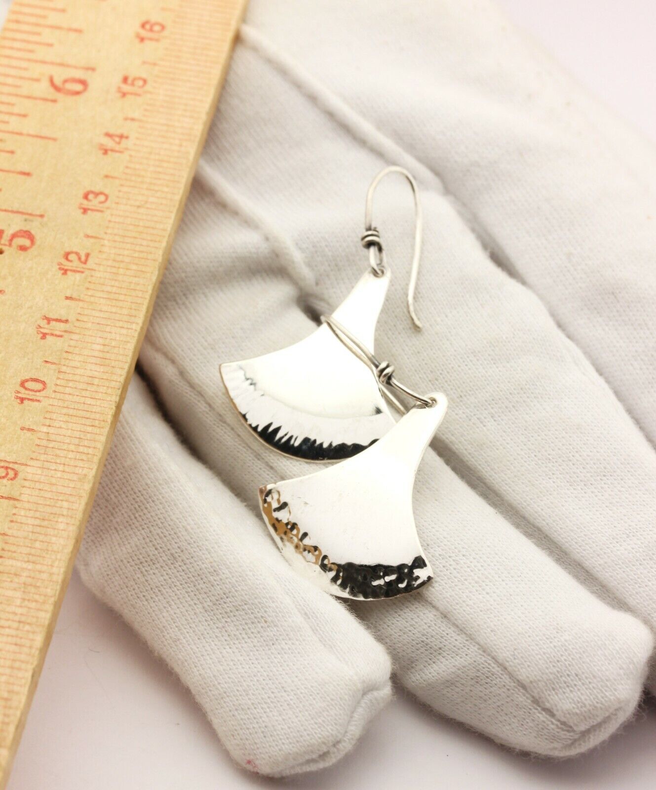 sterling silver drop dangle hook earrings 1.5 inch estate vintage 4.42g