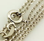 14k white gold oval diamond cut rolo 16" 0.65mm chain spring ring 1.33g Italy