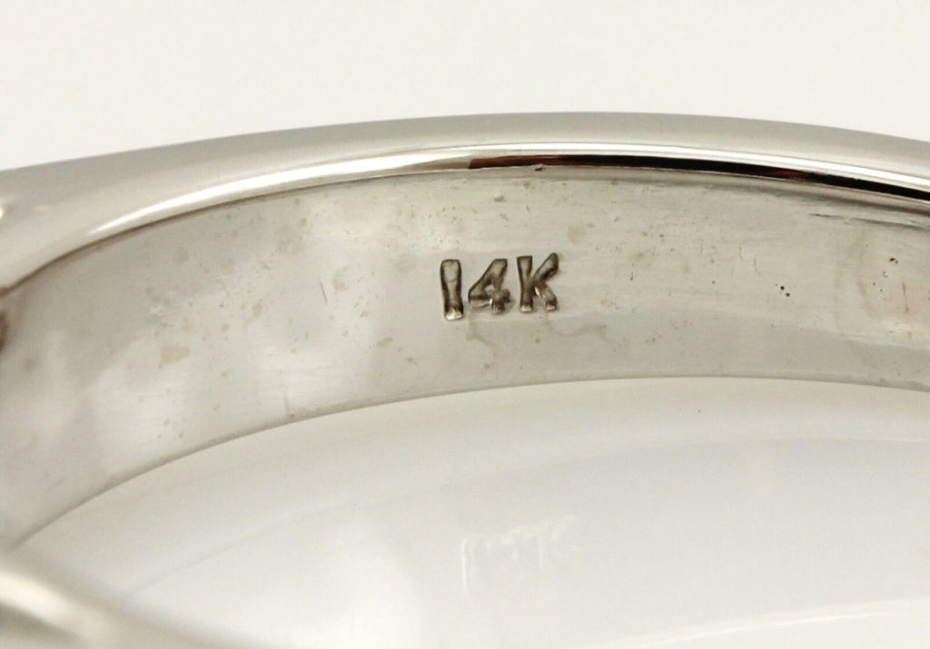 14k white gold 3 stone diamond engagement ring semi mount 0.46ctw sz 8.25 6.98g