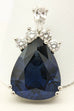 18k white gold platinum 7.68ct GIA blue sapphire 0.52ctw diamond pendant necklace