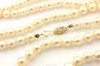 14k yellow gold 30" 6 - 6.5mm round cream cultured pearl strand necklace estate