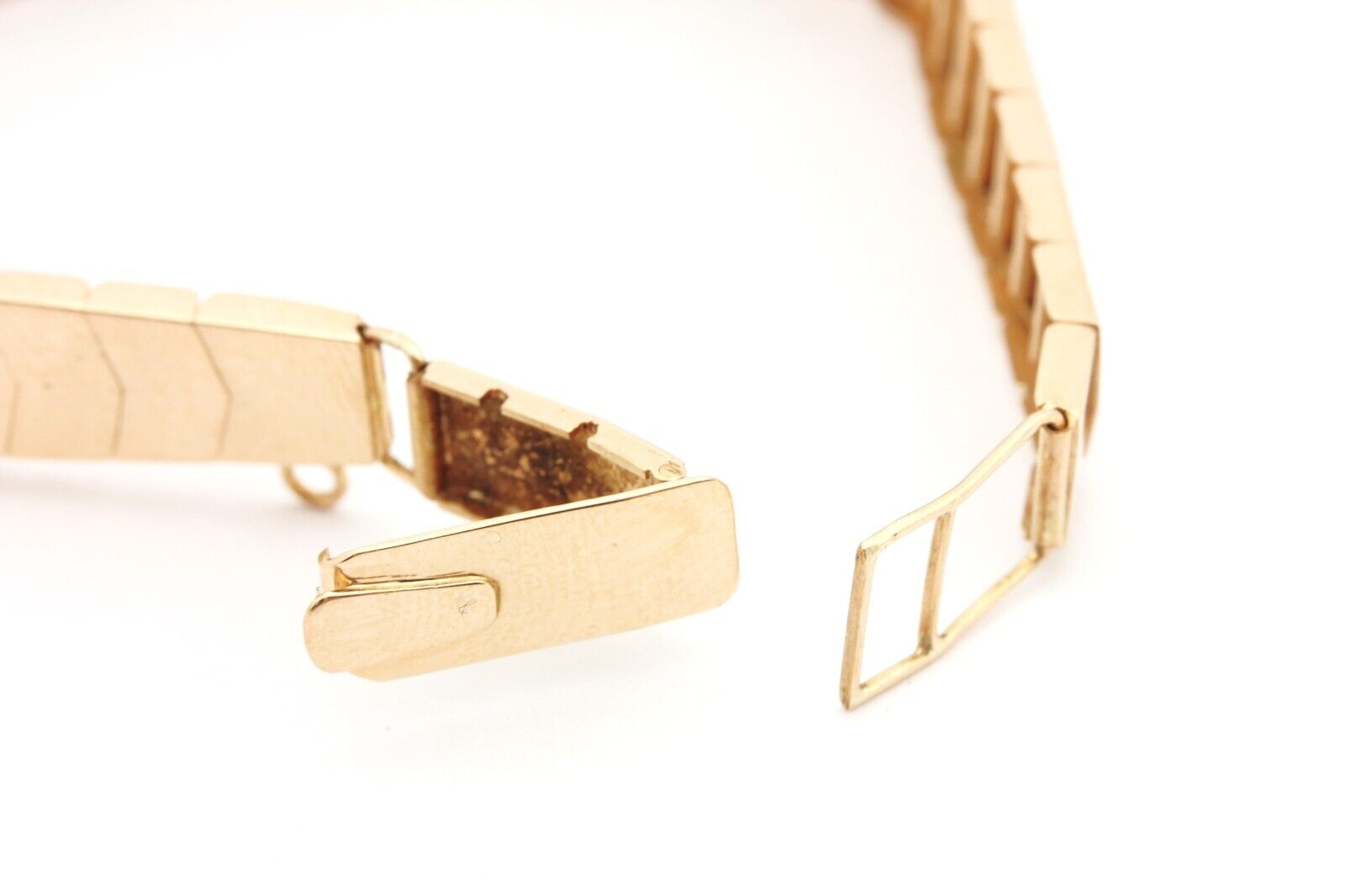 14k rose gold green jadeite jade bracelet 7 inch 14.3mm 15.65g vintage estate