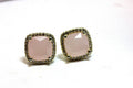 costume fashion rose quartz CZ stud halo earrings new 3.5g