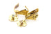 18k yellow gold cubic zirconia CZ dangle drop shamrock earrings 0.75 inch 1.45g