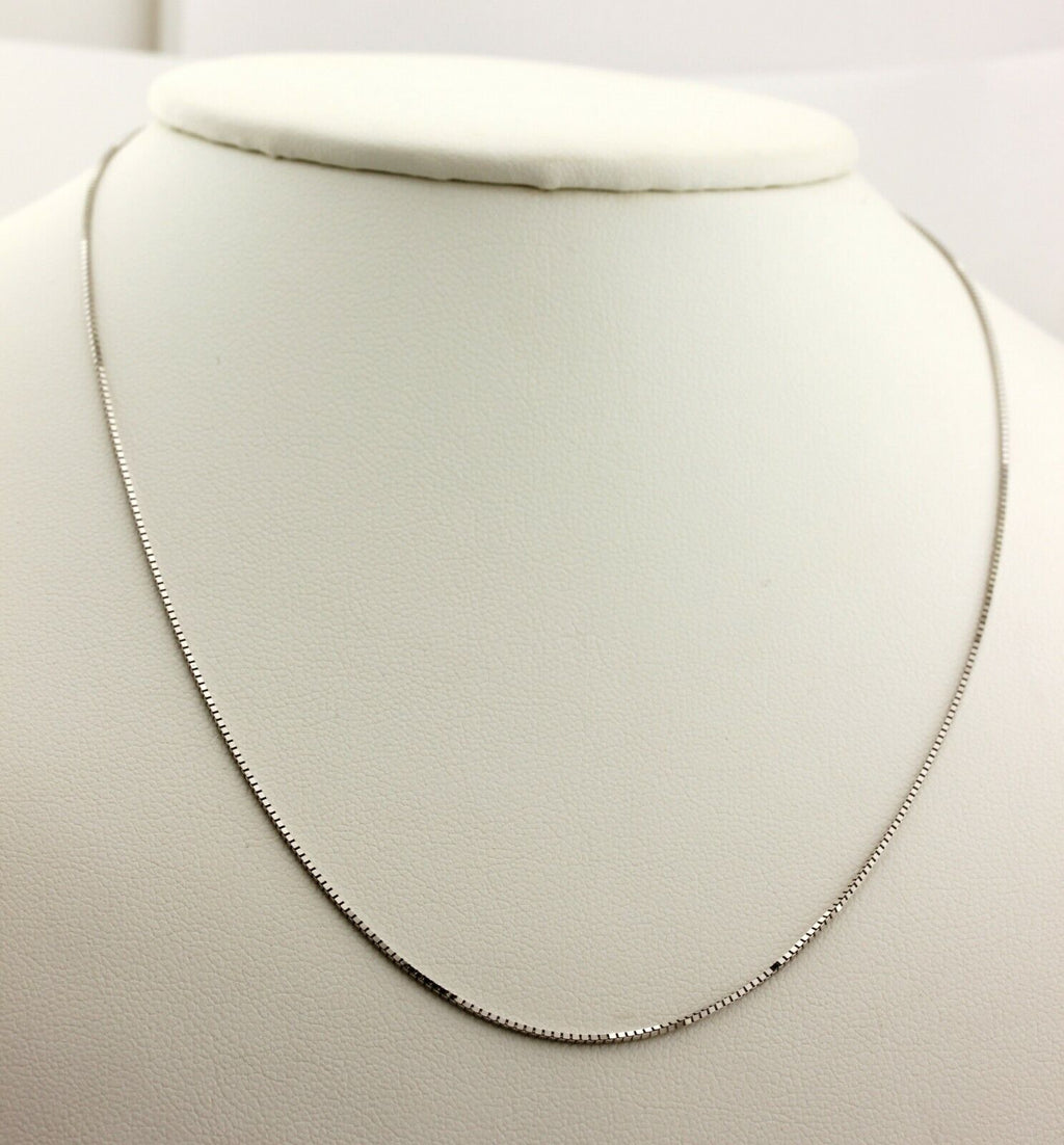 14k white gold box link 1.9g 16 inch 0.9mm chain necklace lobster clasp new