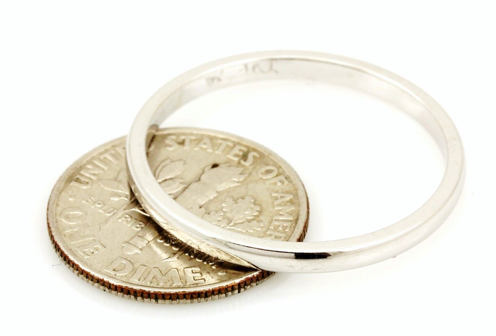 14k white gold 2mm domed size 10.75 wedding band ring NEW 2.28g regular fit